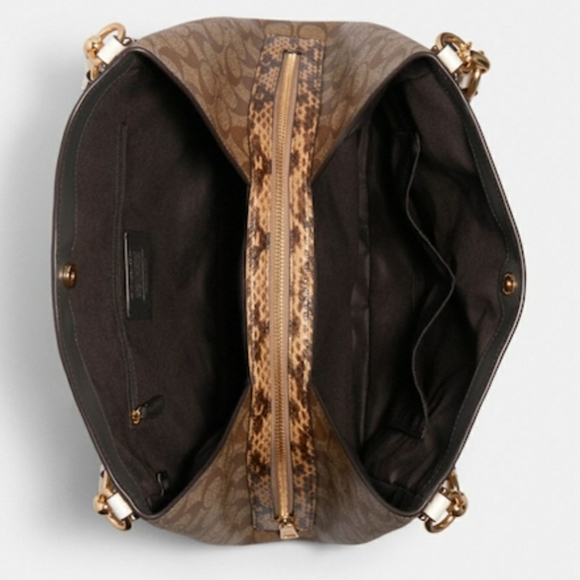 💕SOLD 💕New💚Coach Signature Snakeskin Leather Mix Shoulder Bag - Picture 5 of 6